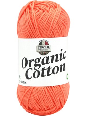 Etrofil Organic Cotton Örgü İpi Mercan Pembesi %100 Organik Pamuk 50g 125m (72285)