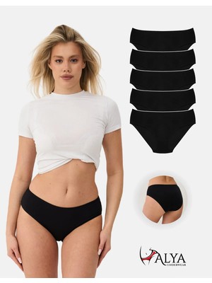 ALYA UNDERWEAR Kadın Külot Pamuklu Siyah 5'li Paket 2XL