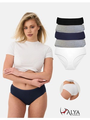 ALYA UNDERWEAR Kadın Renkli Standart Bel Slip Külot Pamuklu Iç Çamaşırı -  5'li Paket - P12 -3xl