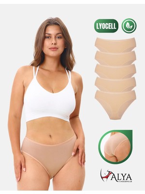 Alya Underwear Kadın Külot, Liyosel Kumaş Külot,  Rahat ve Dayanıklı Kadın Iç Çamaşırı, Lyocell 5'li Paket - Ten, Xl