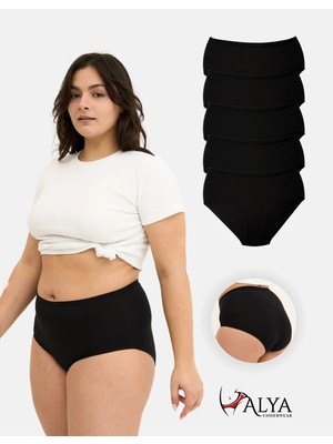 ALYA UNDERWEAR Kadın Battal Külot 5'li Paket - 5 Adet Siyah (5XL, 6XL, 7XL)