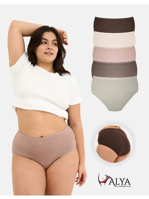 Alya Underwear Kadın Büyük Beden Külot Full Brief, Pamuklu Yüksek Bel Iç Çamaşırı 5'li Paket ( P20, 5xl )