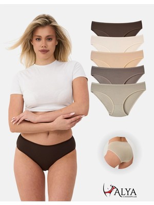 ALYA UNDERWEAR Kadın Külot Pamuklu Iç Çamaşırı Büyük Beden Dahil - Kahve, Bej, Pudra, Sütlü Kahve, Beyaz 5'li Paket- P20 - M