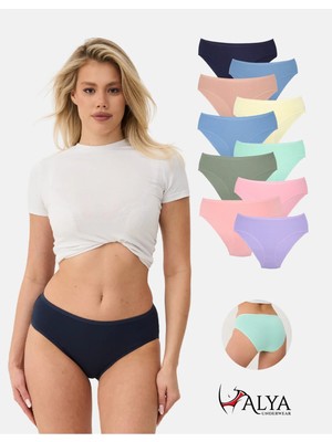 Alya Underwear Kadın Pamuklu Bato / Hipster Slip Külot - 10'lu Paket (MULTICOLOR-X16)