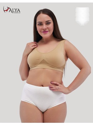 Alya Underwear Kadın Büyük Beden Yüksek Bel Külot Full Brief, 3'lü Paket Beyaz