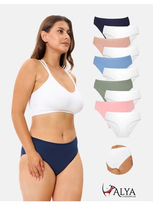 Alya Underwear Kadın Pamuklu Külot Basic Slip Renkli 10'lu Paket Yüksek Bel Iç Çamaşırı ( MULTICOLOR-X19 )