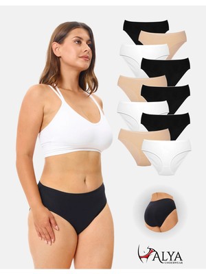 Alya Underwear Kadın Pamuklu Külot Basic Slip Renkli 10'lu Paket Yüksek Bel Iç Çamaşırı ( MULTICOLOR-X35)