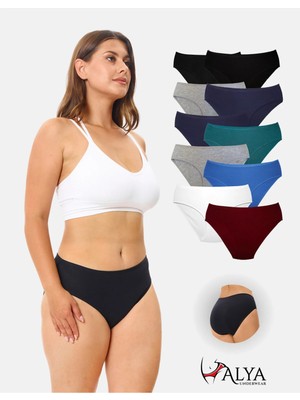 Alya Underwear Kadın Külot Pamuklu Slip Renkli 10'lu Paket Yüksek Bel Iç Çamaşırı (Multicolor - X39)