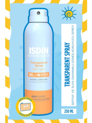 Isdın Fotoprotector Transparent Spray Wet Skin SPF50 250ML | Suya Dayanıklı Güneş Koruyucu Sprey
