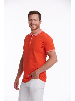Hatemoğlu Nar Çiçeği Pamuklu Regular Fit Polo Yaka Tişört