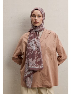 Fresh Scarfs Leone Desen İpek Krep Şal Gülkurusu