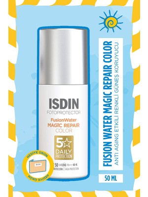 Isdın Fotoprotector Fusion Water Magic Repair Color SPF50 50ML | Cilt Esnekliğini Destekleyici Renkli Yüz Güneş Kremi