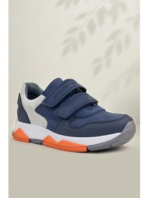 Rakerplus Hakiki Deri Lacivert Gri Çocuk Sneakers Spor Ayakkabı
