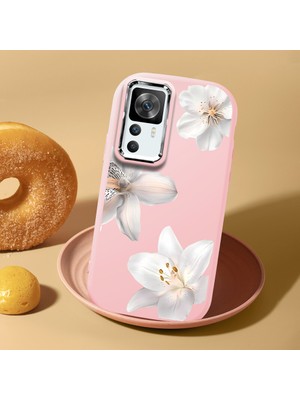 HONTINGA Redmi K50 Ultra ile Uyumlu Kılıf Kamera Korumalı Düşüme Önleyici Kamera Koruyucu Pembe Yumuşak Silikon Couple Telefon Kılıfı Çiçekli Desenli K4-0453