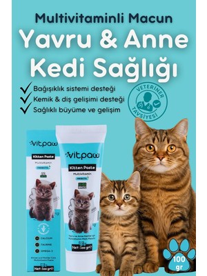 Vitpaw Kitten Paste 100 Gr.(Yavru & Anne Bağışıklık Destekleyici Multivitamin Malt) Yavru Vitamin