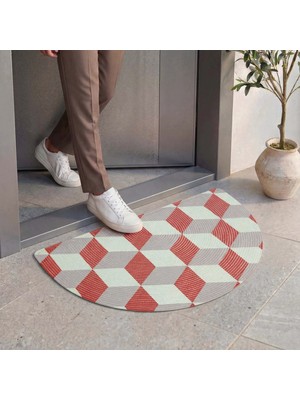 Cool Halı Passy Geometrik Desenli Kapı Önü Paspası Modern Dekoratif Dış Mekan Yarım Ay Giriş Paspası