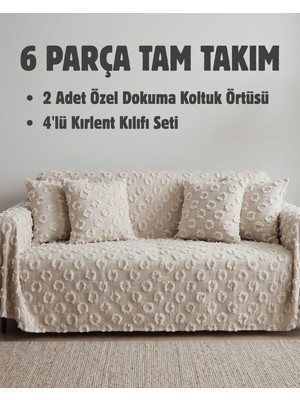 Elit Collection 6 Parça Koltuk Örtüsü ve Kırlent Kılıfı Seti – 2'li 170X210 Kaymaz Koltuk Örtüsü + 4'lü 45X45 Kırlent Kılıfı Tam Takım