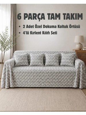 Elit Collection 6 Parça Koltuk Örtüsü ve Kırlent Kılıfı Seti – 2'li 170X210 Kaymaz Koltuk Örtüsü + 4'lü 45X45 Kırlent Kılıfı Tam Takım