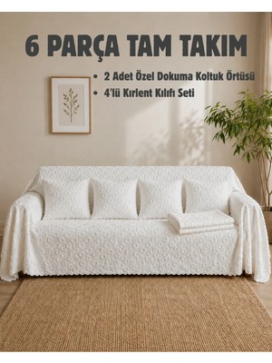 Elit Collection 6 Parça Koltuk Örtüsü ve Kırlent Kılıfı Seti – 2'li 170X210 Kaymaz Koltuk Örtüsü + 4'lü 45X45 Kırlent Kılıfı Tam Takım