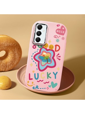 HONTINGA Samsung Galaxy A05S ile Uyumlu Kılıf Kamera Korumalı Düşüme Önleyici Kamera Koruyucu Pembe Yumuşak Silikon Couple Telefon Kılıfı Yaratıcı Desenli K4-0452