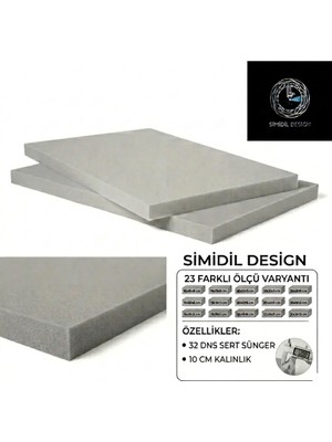 Simidil Design 32 Dns Sert 10 cm Kalınlık Yüksek Yoğunluklu 23 Ölçü Seçenekli-Yatak, Koltuk ve Minder Süngerleri