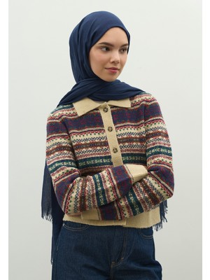 Fresh Scarfs Kaşmir Dokulu Şal Lacivert