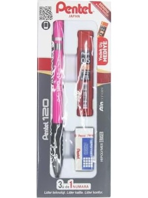 A315-3AS 120A3 Pentel A315-3AS (0.5mm) 120A3 3'lü Okul Seti - (Kalem+Silgi+Hediye Min)
