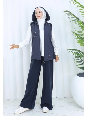 Kapüşonlu Yelek Basic Sweat ve Rahat Pantolon Üçlü Takım
