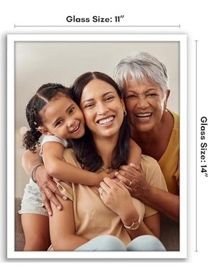 11X14 Beyaz Resim Çerçevesi - Kırılmaya Dayanıklı Camlı Ince Kenarlıklı Fotoğraf Çerçevesi - Yatay Veya Dikey Görüntü Formatı Için Asma Donanımlı Duvar Resim Çerçevesi