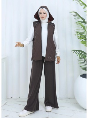 Kapüşonlu Yelek Basic Sweat ve Rahat Pantolon Üçlü Takım