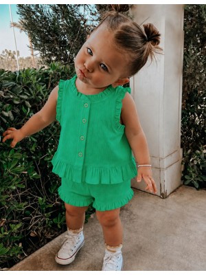 Organickid Watermelon Kız Bebek Yeşil 2'li Takım