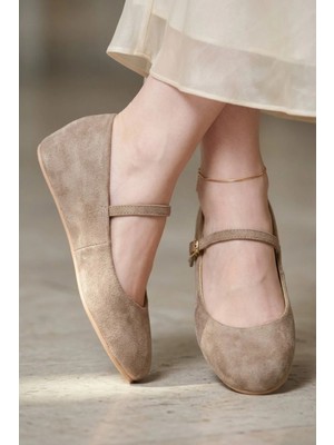 Fox Shoes Y250770702 Vizon Süet Alçak Dolgu Tabanlı Kadın Ayakkabı