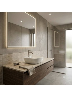 Serel Tezgah Üstü Kare Ince Lavabo 46 cm - 3016TXS110H