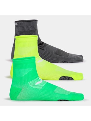 Joma 400777.226 Unisex 3'lü Koşu Çorabı - Yeşil/sarı