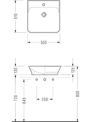 Serel Kare Minimal Lavabo 50X50 cm - 2840TXS110H