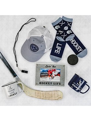 Elivora Store Livin' The Hockey Life-8,5 x 6,5 Inç Şövale Arka Resim Çerçevesi, Mdf, Gri