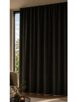 Devrim Olivya Tekstil Premium Siyah Blackout Fon Perde Isı ve Ses Yalıtımlı Tek Parça