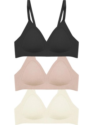 Cottonhill Seamless Bra - Velour | Lazer Kesim Balensiz Üçgen Form Dikişsiz Kadın Sütyen 3'lü Paket-2