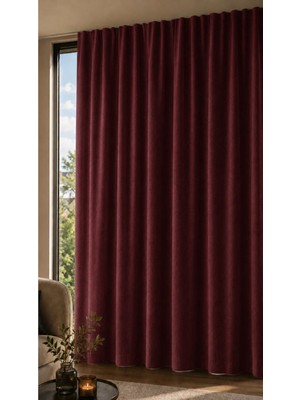 Devrim Olivya Tekstil Premium Bordo Blackout Fon Perde Isı ve Ses Yalıtımlı Tek Parça