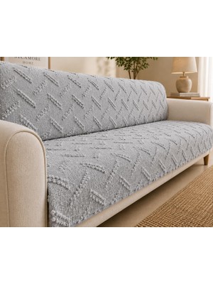 SYCAMORE HOME Premium Şönil Koltuk Örtüsü 175X215 cm Kesik Çizgi Desenli Kaymaz Yıkanabilir Jakarlı Çekyat Kanepe Örtüsü Lüks Salon Örtüsü