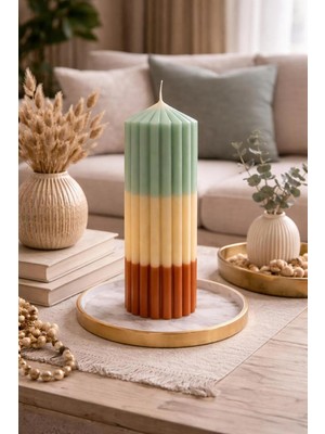Ersu Store 3 Renkli 21CM Baton Sütun Dekoratif Ev Ofis Hediyelik Mum Soya Wax