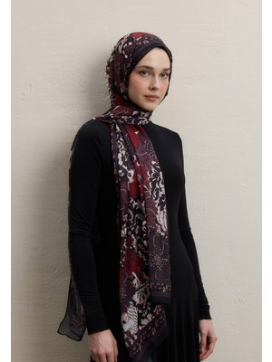 Fresh Scarfs Dahlia Desen İpek Krep Şal Siyah