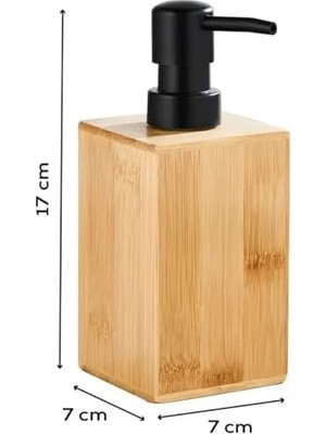Elivora Store Bambu Sıvı Sabunluk, Modern Siyah Pompalı, 17X7X7 cm