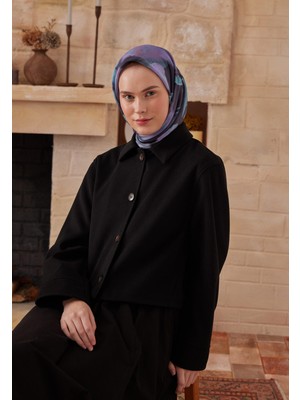 Fresh Scarfs Darcy Desen Pamuk İpek Eşarp Gece Mavisi