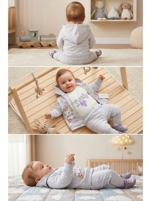 Meya Baby & Kids Bebek 3'lü Takım Kedi Baskılı
