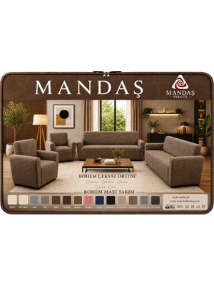 Mandaş Bohem Streç  Maxi Takım Geniş Kullanım Alanlı Kakoa 3+3+1+1