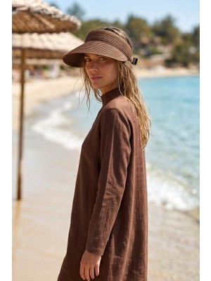 Marina Kahverengi Arkası Lastikli Hasır Vizör Şapka HSR2603-5