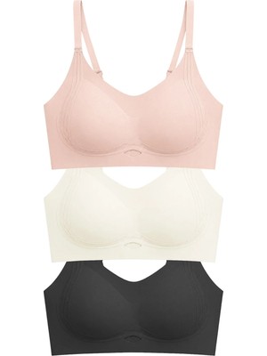 Cottonhill Seamless Bra - Elaris |lazer Kesim Balensiz Dekolteli Şerit Detay Dikişsiz Kadın Sütyen 3'lü Paket-2