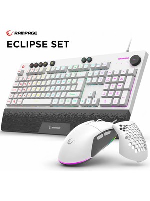 Rampage Gaming Oyuncu Klavye Mouse Set Eclıpse Beyaz USB Rgb Aydınlatmalı Q Klavye