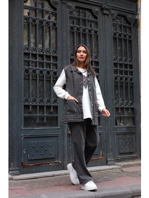 Spor Tarzı Yansıtan Sweat, Pantolon ve Denim Yelek Takım